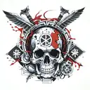 CHI RHO skull surrounded tattoo design idea