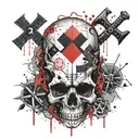 CHI RHO skull surrounded tattoo design idea
