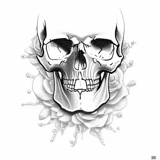 Dotwork "Skull With Joyboy" Tattoo Idea BlackInk AI