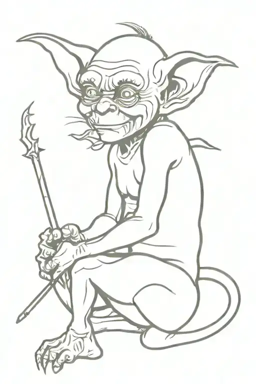 goblin with a joint tattoo design idea