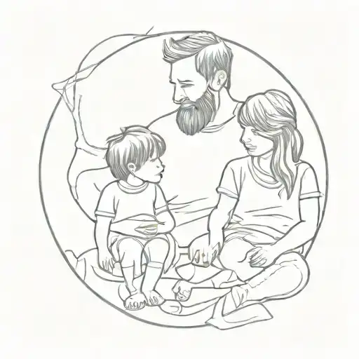father son and daughter tattoo design idea