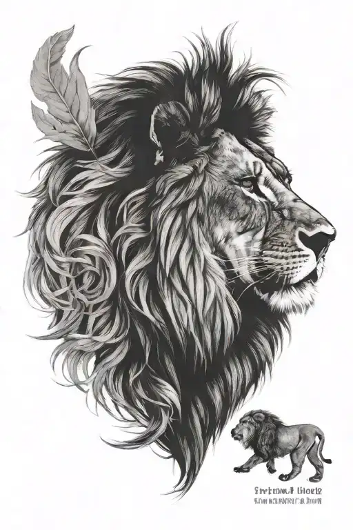 Lion face and the date January 11, 1956 and April 16, 2014 tattoo design idea