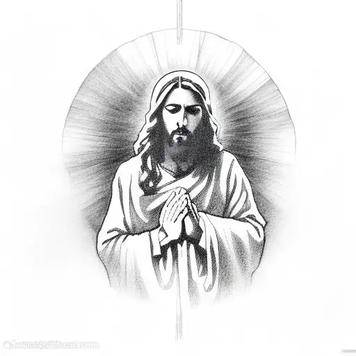 Jesus praying tattoo design idea