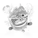 sushi happy tattoo design idea