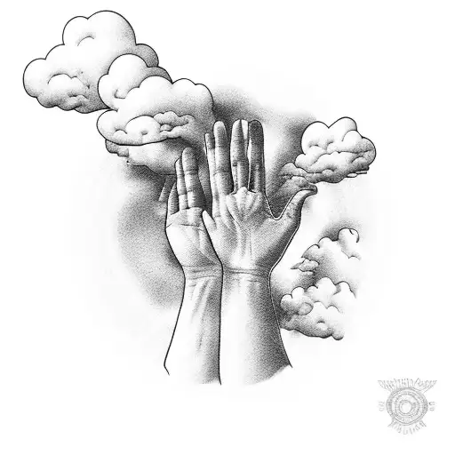 a hand in the clouds tattoo design idea