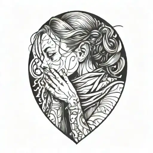 girl with hands around throat   tattoo design idea
