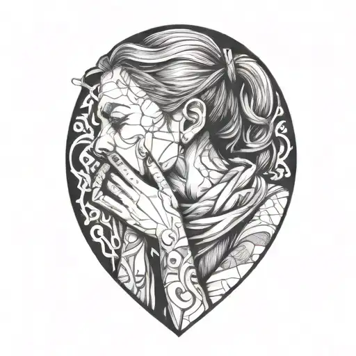 girl with hands around throat   tattoo design idea