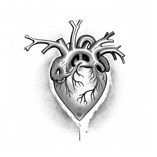a human heart with an acacia tree rooting in the heart tattoo design idea