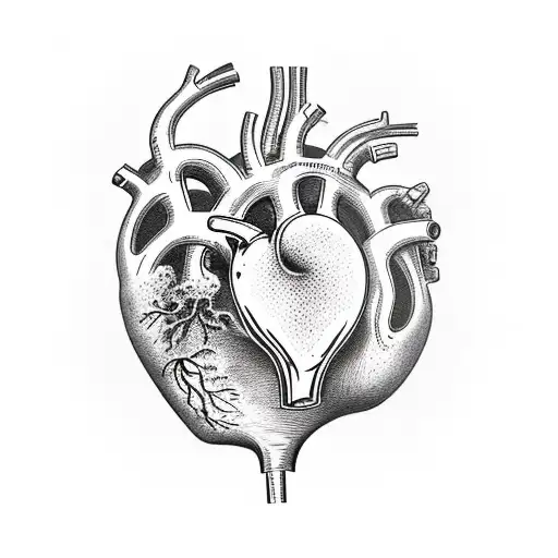 a human heart with an acacia tree tattoo design idea