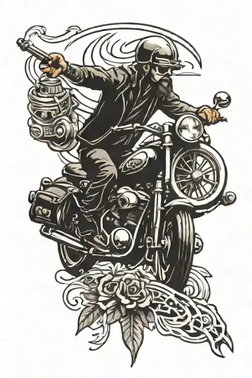biker chopper old school style tattoo design idea