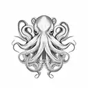 Octopus Squid shape with 4 tentacles 1tentacles was pulling a bunch of chains out of a locker. Two tentacles are weaving tattoo design idea