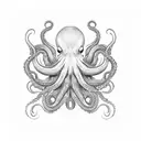 Octopus Squid shape with 4 tentacles 1tentacles was pulling a bunch of chains out of a locker. Two tentacles are weaving tattoo design idea