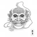 Hear no evil, see no evil, speak no evil monkeys in a traditional Japanese style tattoo design idea