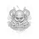 Hear no evil, see no evil, speak no evil monkeys in a traditional Japanese style tattoo design idea