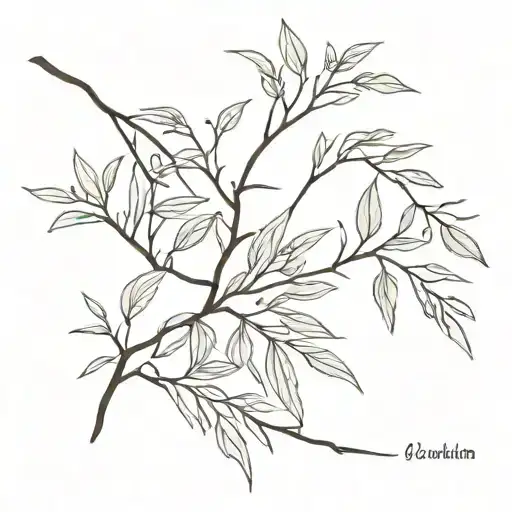 australian bush branch skinny tattoo design idea