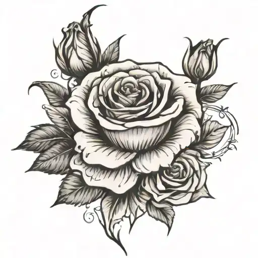 a young woman was born with a desire to have roses in her streams tattoo design idea