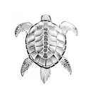 An intricate design of a sea turtle swimming among palm leaves, combining your passion for the sea and palm trees tattoo design idea