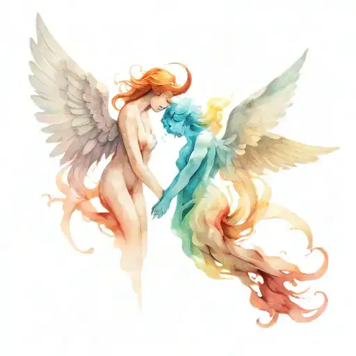 angel vs devil tattoo design idea