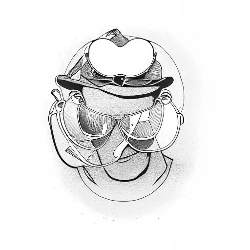 Hunter S. Thompson's iconic aviator sunglasses tattoo design idea