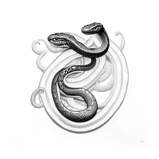 a snake biting a diamond tattoo design idea