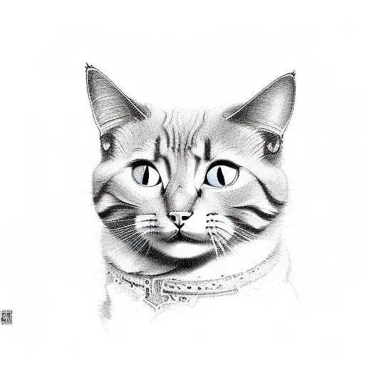 a cat who smoke  tattoo design idea