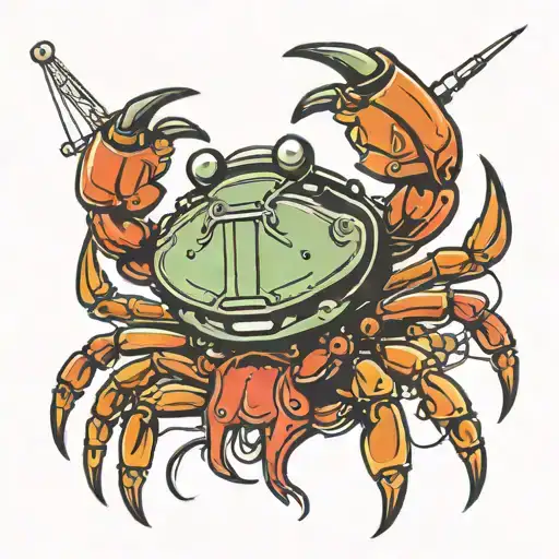 crab holding welding rod tattoo design idea