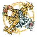 Leo and two virgo zodiac signs intertwined tattoo design idea