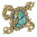 Leo and two virgo zodiac signs intertwined tattoo design idea