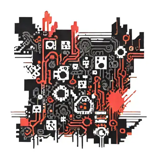 8 bit themed psychedelic geometric pattern of videogame background, tilable. tattoo design idea