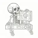 vhs skeleton sad 2d tattoo design idea