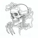 vhs skeleton sad 2d tattoo design idea