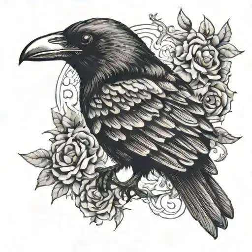 death's head crow tattoo design idea