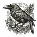death's head crow tattoo design idea
