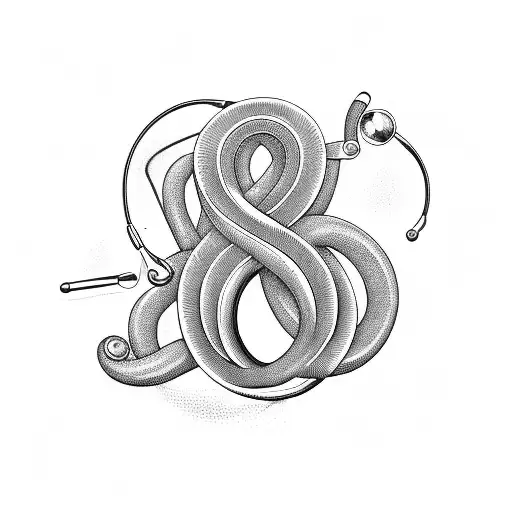 A blackwork tattoo of a stethoscope forming an infinity symbol tattoo design idea