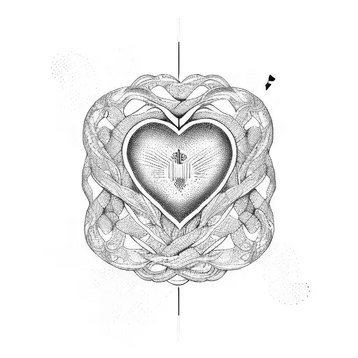A dotwork tattoo of a heart monitor line transforming into an infinity symbol tattoo design idea