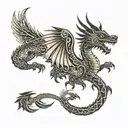 Aztec dragon flying tattoo design idea