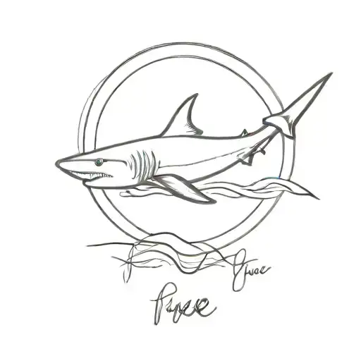 "you're free" with a wave and shark fin surrounding the word "free" tattoo design idea
