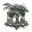 tree of life with gravestones tattoo design idea
