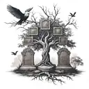 tree of life with gravestones tattoo design idea