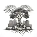 tree of life with gravestones tattoo design idea