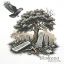 tree of life with gravestones tattoo design idea