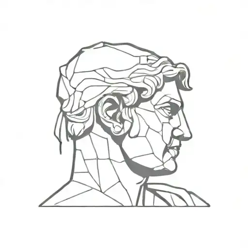 greek statue head bust cracked tattoo design idea