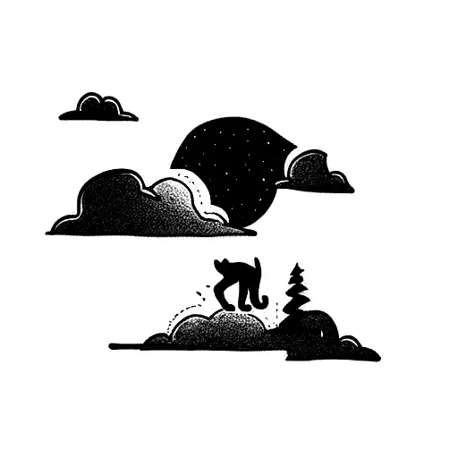 walking tiger in the sky tattoo design idea