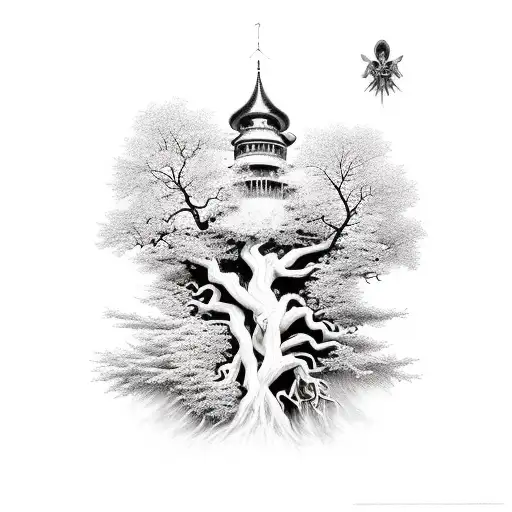 tree with branches in heaven and roots in hell  tattoo design idea