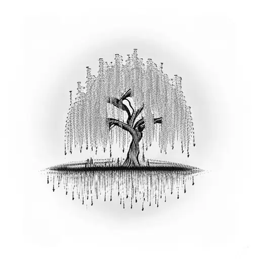 weeping willow tree with "i love you always" written on it tattoo design idea