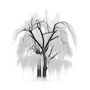 weeping willow tree with "i love you always" written on it tattoo design idea