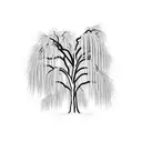 weeping willow tree with "i love you always" written on it tattoo design idea
