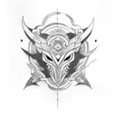 A blackwork tattoo of a Hayabusa surrounded by game symbols tattoo design idea