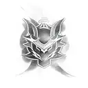 A blackwork tattoo of a Hayabusa surrounded by game symbols tattoo design idea