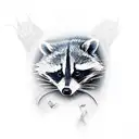 A tattoo of a raccoon with a quill pen writing lyrics from a favorite metal song tattoo design idea